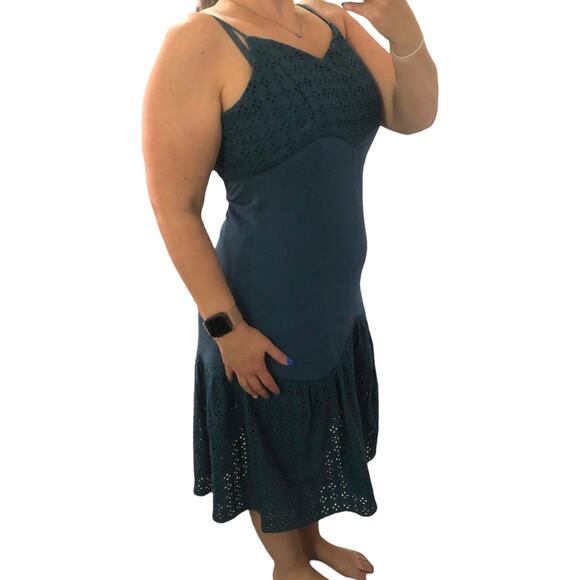 Miami LARGE Adjustable Spaghetti Strap Eyelet Crochet Detail Midi Sundress - Picture 4 of 14